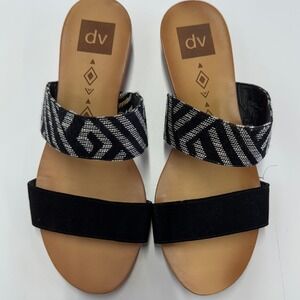Dolce Vita Sandals‎ Womens Size 8 Black Geometric Boho Casual Slip On Shoes